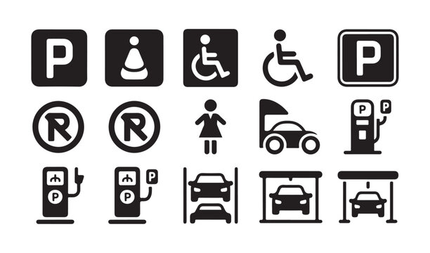 Car parking signage for automated systems including electric charging and stacked lift kits.