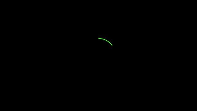Minimalist neon green circular loading spinner animation on solid black background, digital interface progress indicator for web ui, software application buffering motion