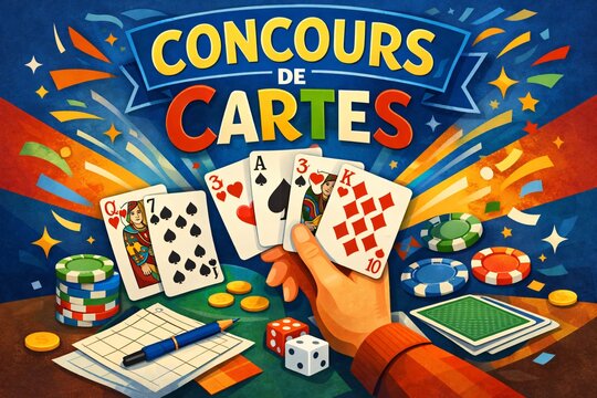 Affiche, banni&egrave;re, panneau avec le texte "Concours de cartes"