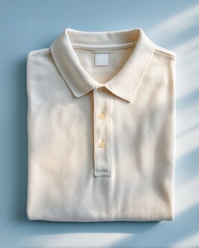 Classic Cream Polo Shirt Folded on Bright Background for Casual Wear