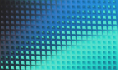 Fototapeta premium Abstract digital pattern featuring a grid of glowing square pixels in gradient shades of blue and turquoise, creating a modern tech-inspired texture.