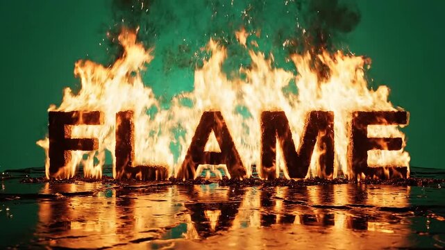 Blazing flame, fire letters, burning text, inferno, hot orange video 4k ai