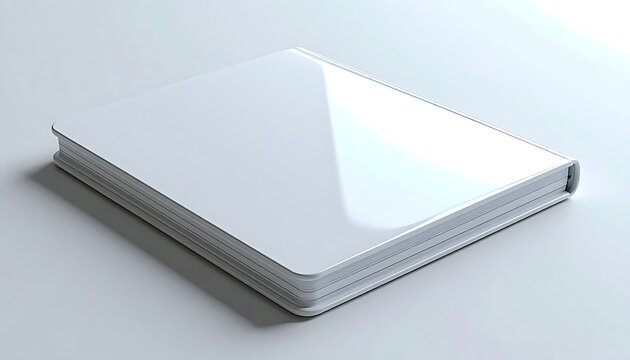 Blank white binder or notebook cover with clean lines and subtle reflections, ideal for document organization or presentation mockups