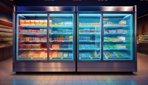 horizontal freezer fridge supermarket display chiller with glass door modern commercial refrigerator