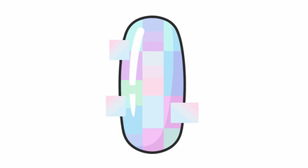 Fototapeta premium Oval shape with pastel colored blocks and glitch effects