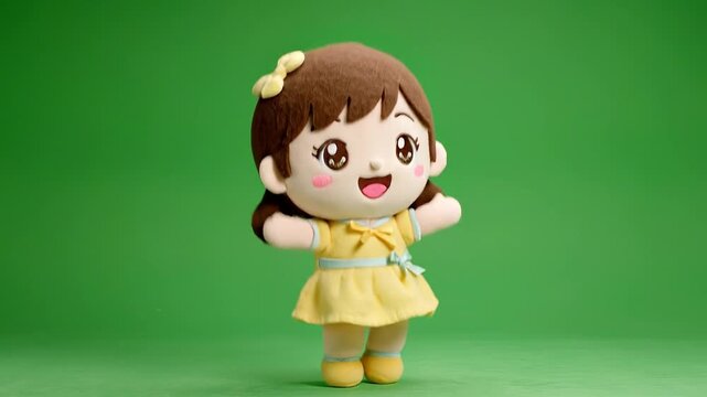 A Cute chibi reaction cartoon character with a green screen animation background, perfect for a meme cartoon
