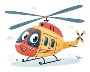 Cute cartoon helicopter character with a happy face © Brand Banai