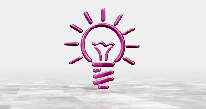 Bulb inspiration idea and creative concept 3d symbol plastic colour style animation