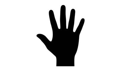 Fototapeta premium Black hand silhouette raised palm facing forward isolated