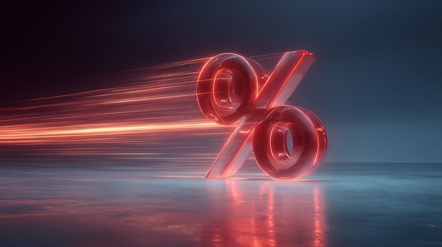Trail 3D red percentage symbol image representing discount or sale themes.