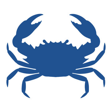 Blue crab silhouette, isolated on white background