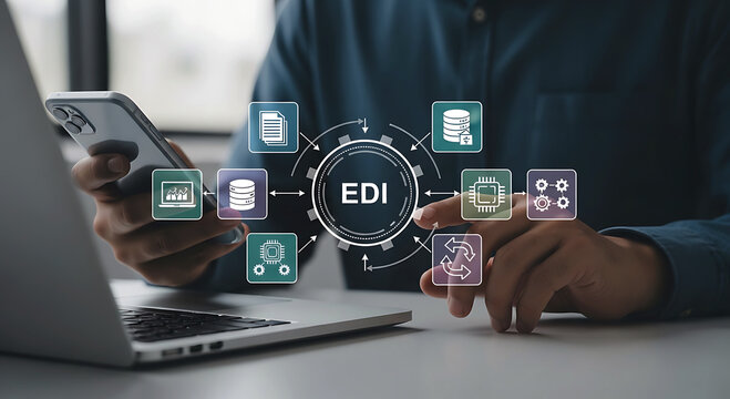 EDI Electronic Data Interchange Digital Business Process Concept