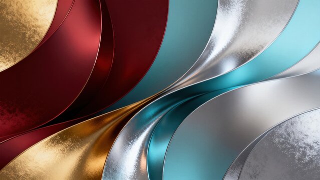 Abstract curved shapes in metallic colors