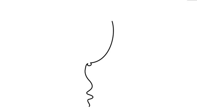Single line drawing of balloon inflating and floating animated motion graphic