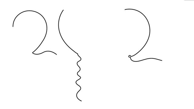 Continuous line art animation of three balloons deflating on white background black lines motion graphics