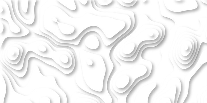 Abstract wavy line 3d paper cut white background with shadows. Abstract realistic papercut decoration textured with wavy layers. Topographic contour lines vector map seamless pattern vector.