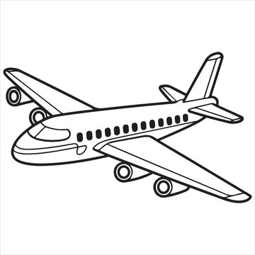 Line drawing of a twin-engine propeller aircraft in flight