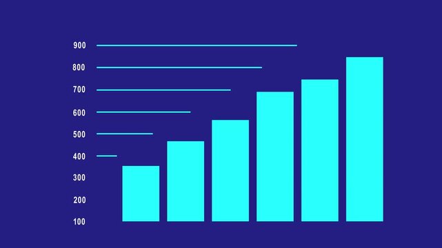 Chart, column graph, infographic element blue blackground motion animation 4k video...