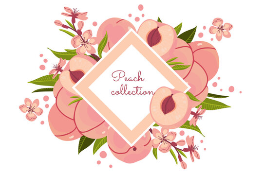 Square delicate frame in pink and peach