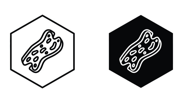 White outline icon of mitochondrion with internal structure