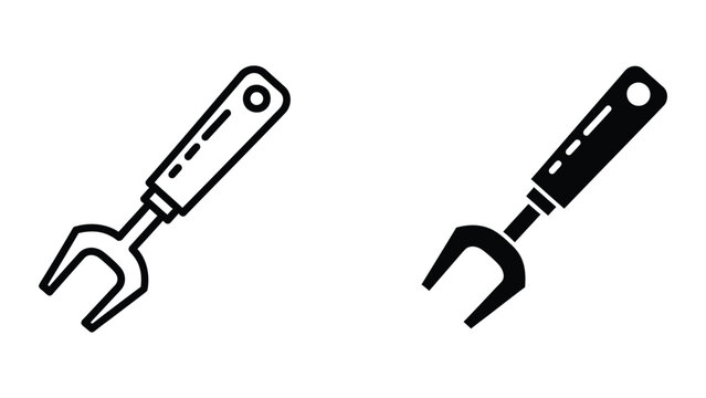 Black and white adjustable wrench and hook spanner tools