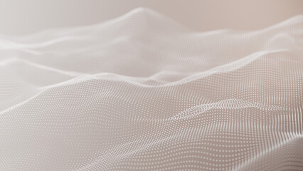 Fototapeta na wymiar Clean minimal particle wavy dots terrain on light background. Soft digital mesh surface for modern medical clinic concept, elegant pure business presentation or bright corporate web design