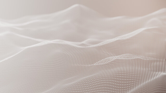 Clean minimal particle wavy dots terrain on light background. Soft digital mesh surface for modern medical clinic concept, elegant pure business presentation or bright corporate web design