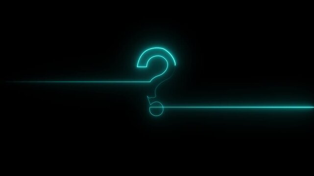 neon Question mark sign Question mark icon asking icon animation.4k resolution abstract advice black blackground motion animation 4k video...