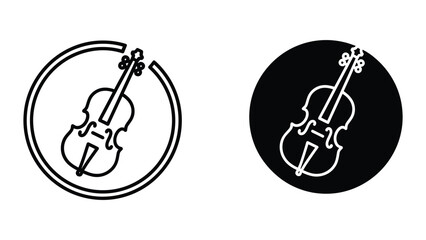 Minimalist violin icon in contrasting circle backgrounds © vactor guru