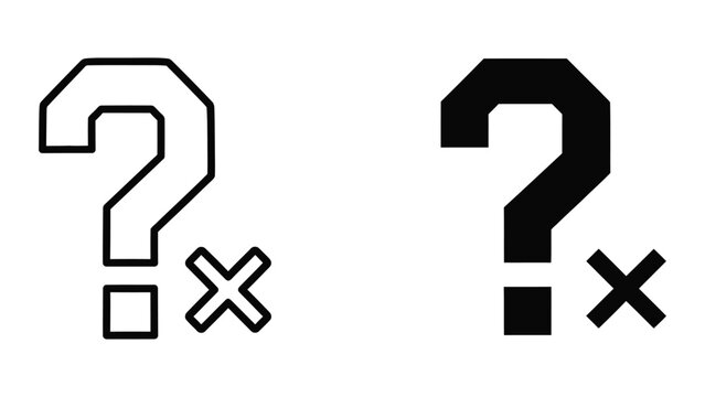 Question mark with multiplication and square icons