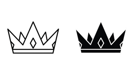Black and white crown icons with different styles © Jahidul