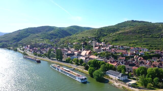 Aerial View Of Stein An Der Donau Near Krems In The Wachau Valley Austria
