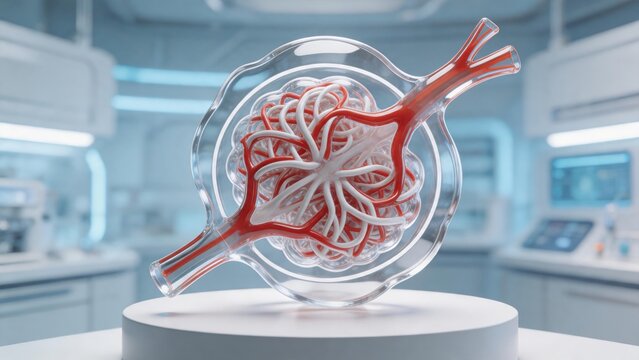 Futuristic 3D visualization of human renal glomerulus for advanced medical research and biotechnology