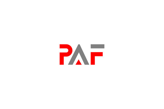 Minimalist PAF Logo Design in Red and Gray with Abstract Geometric Typography for Modern Branding