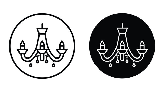 Elegant chandelier icon with contrasting backgrounds
