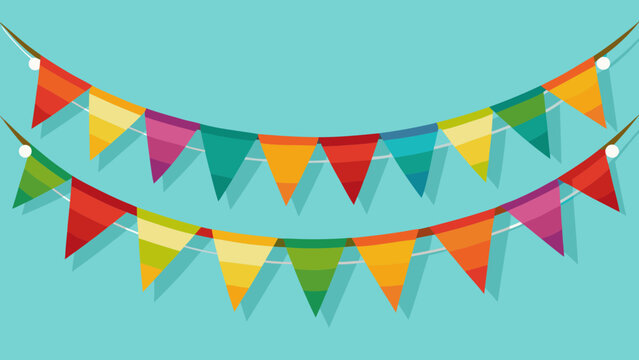 carnival garland, birthday party decoration, string of flags, banner background, colorful pennants, vector illustration
