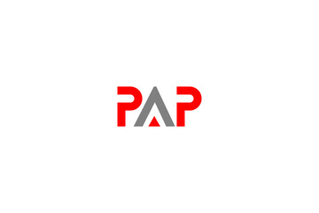 Obraz premium Modern PAP Lettermark Logo: Red & Grey Minimalist Geometric Typography for Corporate Brand Identity