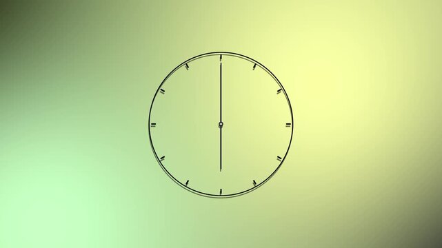 A abstract watch icon animation on gradient color background. glowing clock animation