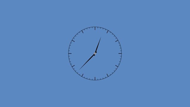 A analog clock icon animation on royal blue color background. Animated stopwatch icon. Clock with moving hands