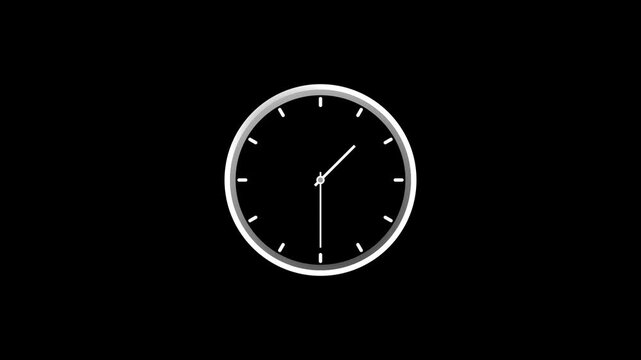 A Analog wall clock animation on a black background. alarm clock, arrive early, punctuality, concept of time