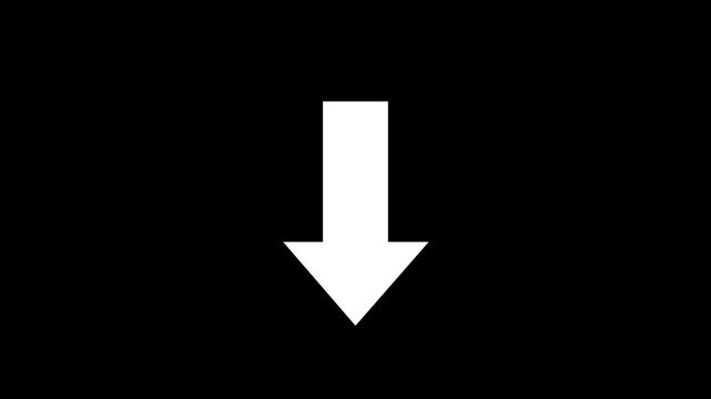 Animated arrow bouncing slide to down on black background