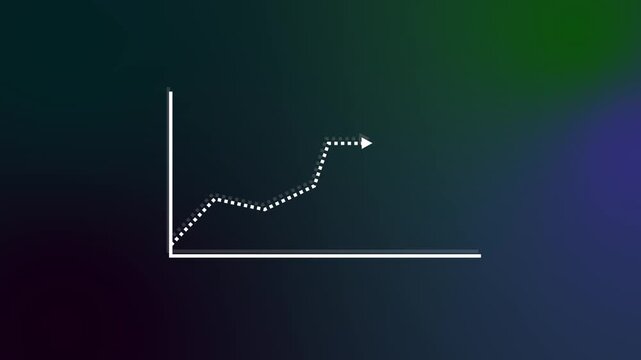 Animated a arrow growth up. business graph growth concept animation on gradient background. Animated arrow growth up