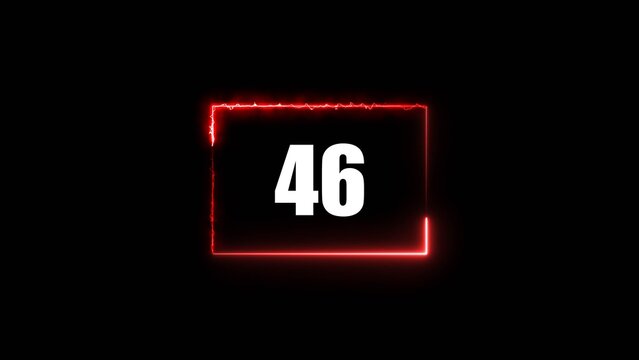 Loading icon neon light rectangle frame white color 4k illustration. 46 Download progress, interface white color 4k illustration.