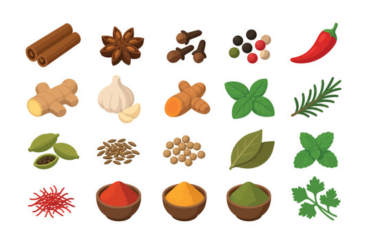 Spices and herbs collection.
