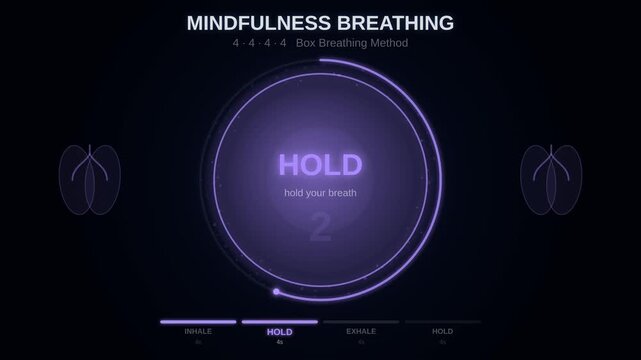 Mindfulness Breathing Exercise Animation Box Breathing Calm 4K Loop