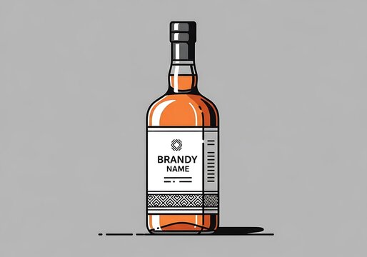 Elegant Bottle of Brandy with Custom Label Design.