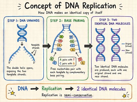 Hand Drawn DNA Replication Educational Biology Infographic
