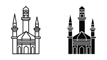 Islamic mosque architecture with minarets and domes illustration © Jahidul