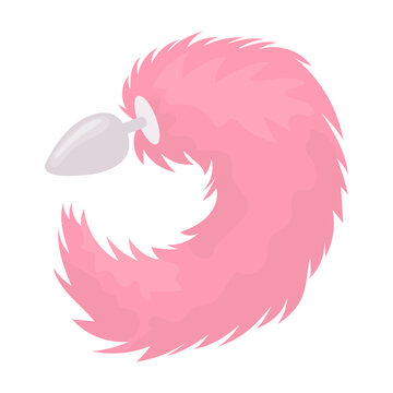 Anal plug with tail flat vector illustration