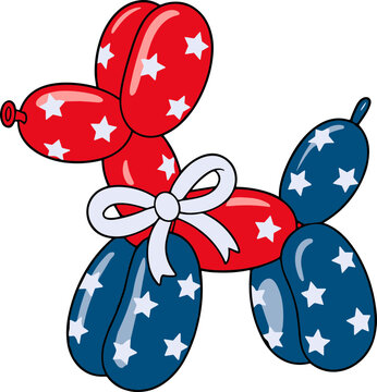 Balloon Dog svg, Coquette 4th of July Svg, Red White Blue svg, USA Western Dog SVG PNG